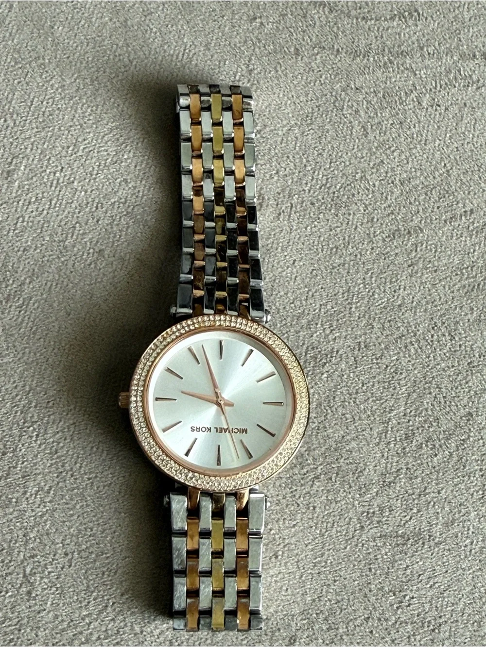 Michael Kors Two-Tone Rose Gold and Silver Women's Watch with Crystal Bezel